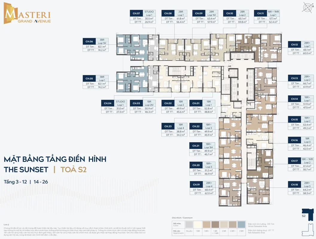 Mặt bằng tầng điển hình Masteri Grand Avenue