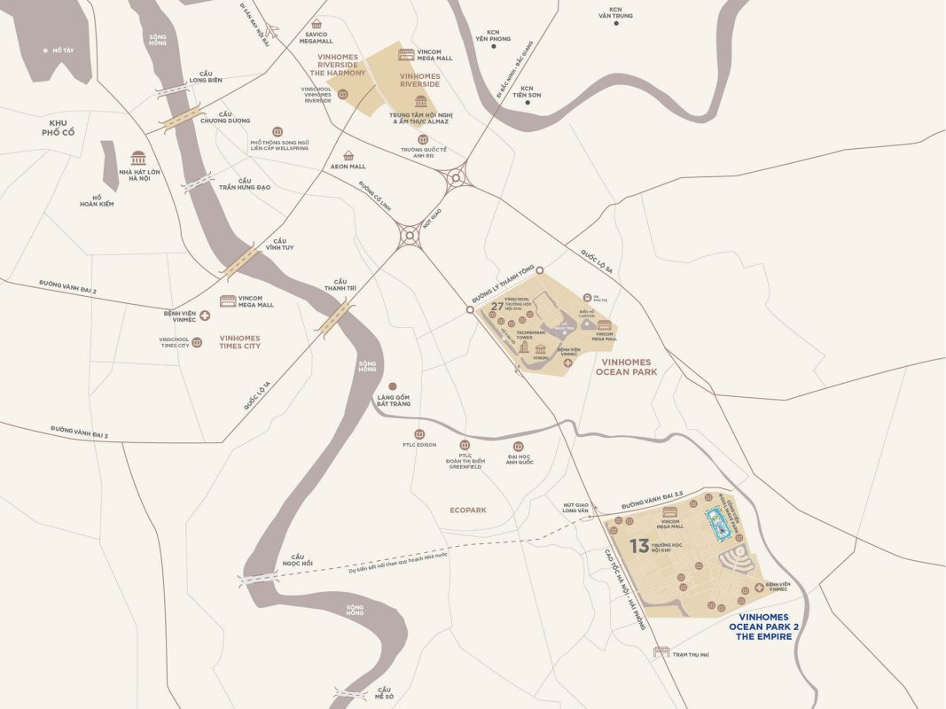 Vị trí dự án Vinhomes Ocean Park 2